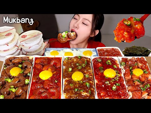Видео: Соус соуса маринованный краб 🦀, пряные маринованные креветки 🦐 ,и соевый маринованный лосось MUKBANG