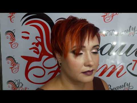 Видео: Ярко медно рыжий цвет волос с цветными прядями . Урок 7.