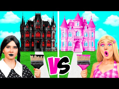 Видео: Уэнсдей Против Барби Домики Одного Цвета Челлендж | Смешные Cитуации от BaRaDa Best