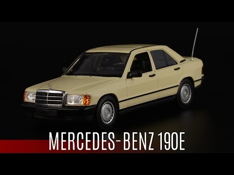 Видео: Mercedes-Benz 190E W201 || Minichamps || Hellelfenbein || Масштабные модели автомобилей 1:43