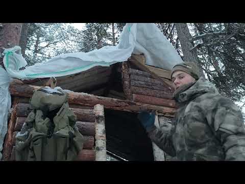 Видео: Строю таёжный приют в зимнем лесу Севера - Закрыл фронтоны