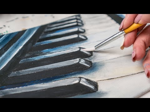 Видео: Пианино   - Рисование акрилом / Homemade Illustration (4k)