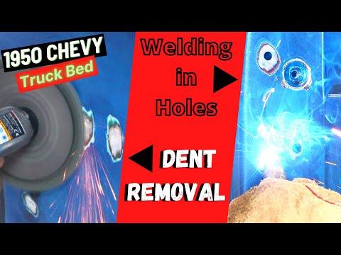 Видео: 1950 Chevy Truck (Эпизод 17) Заваривание отверстий и удаление вмятин в кузове