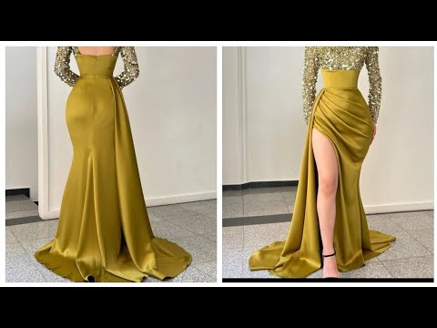 Видео: Юбка-рыбка А-силуэта с драпировкой спереди и хвостом сзади || Кройка и шитье