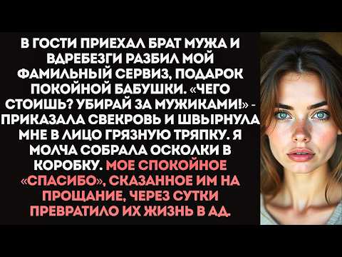 Видео: «Подотри за моим братом!» — скомандовала свекровь, кинув мне тряпку. Он только что разбил МОЙ сервиз