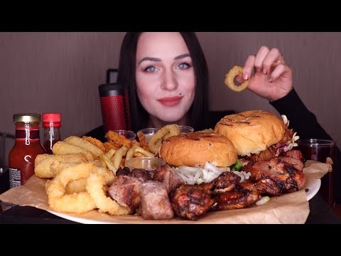 Видео: Eating | Бургеры, блюда в панировке, шашлык | Burgers, breaed didshes, barbecue (mukbang)