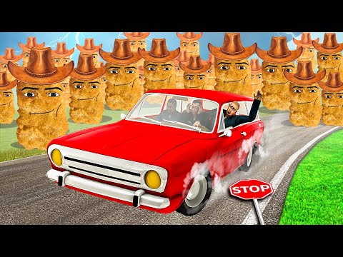 Видео: ОГРОМНАЯ ТОЛПА НАГГЕТСОВ ПРОТИВ ЛЮДЕЙ! КОВБОЙ НАГГЕТС ПОГОНИ НА МАШИНЕ В Garry`s Mod