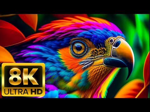 Видео: Дикие птицы - 8K (60 кадров в секунду) Ultra HD - со звуками природы (красочно динамичным)