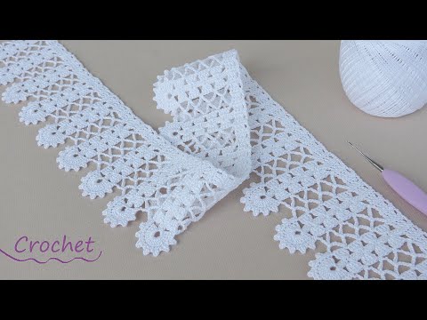 Видео: КАЙМА "Бантики" ЛЕНТОЧНОЕ КРУЖЕВО вязание крючком МК 💕 Beautiful and very easy to crochet LACE