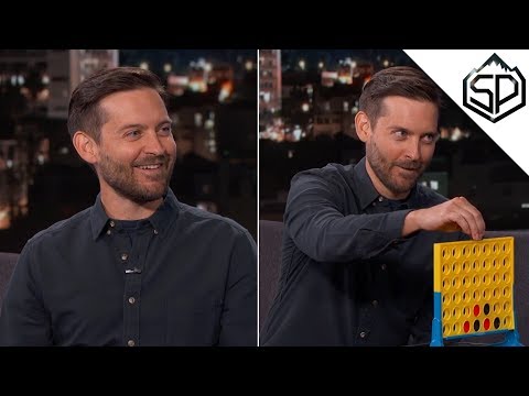 Видео: Тоби Магуайр играет в игру "Четыре в ряд"