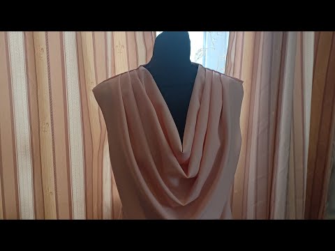 Видео: Воротник качели, водопад. Драпировка выреза.