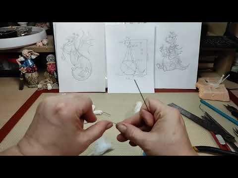 Видео: 🦕🦖Ватная игрушка ДРАКОША СРЕДНЕНЬКИЙ.  Урок 3.  Соединяем ноги с туловищем.  Формируем кисть.