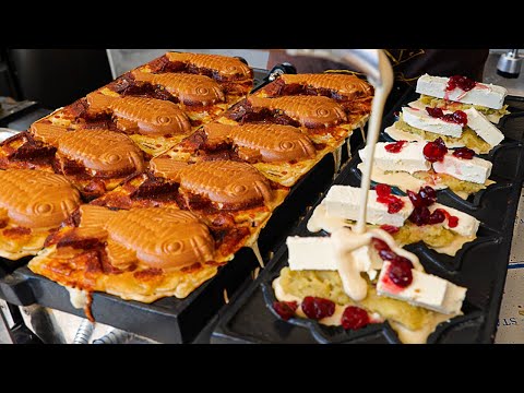 Видео: Любимая уличная еда корейцев!! BEST 5 различные хлебобулочные изделия в виде рыбок