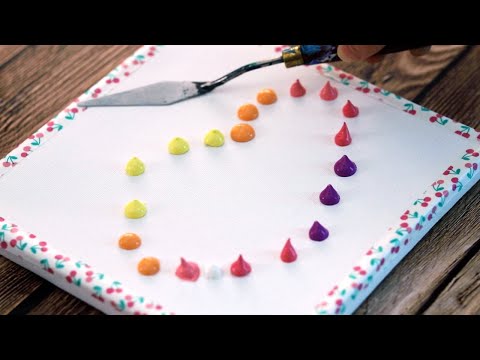 Видео: Картина с облаками 🐻 #Расслабляющая картина акрилом #321