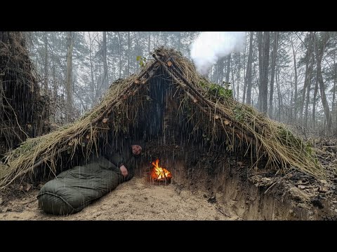 Видео: Лесной шатер и мини-печь на ночь. Выживание в холодную погоду. Выживание в одиночку в условиях бушкр