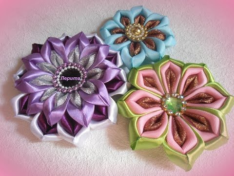 Видео: Цветы канзаши из нового лепестка "лодочка", мастер класс Лерита