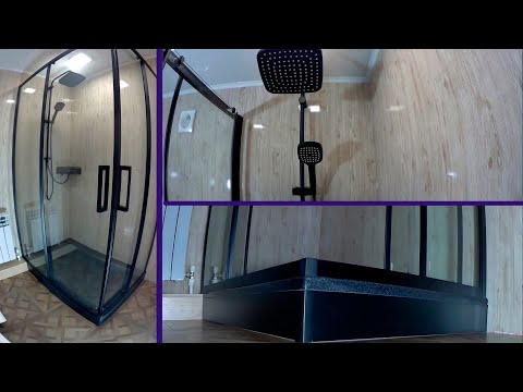 Видео: Душевая ширма+поддон.Квадро Black 120*80*195.Монтаж от А до Я.