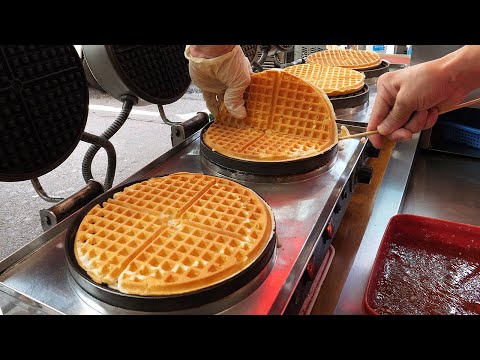 Видео: вафли с фруктовым кремом - корейская уличная еда