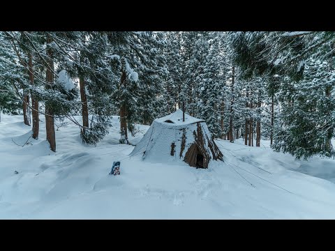 Видео: Горячий одиночный поход в палатке в метель│Дул ветер