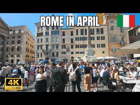 Видео: Рим, Италия – Ситуация в апреле | Пешая прогулка в 4K