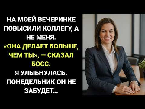 Видео: На моей ВЕЧЕРИНКЕ по поводу ПОВЫШЕНИЯ босс выбрал НОВУЮ КОЛЛЕГУ. Я УЛЫБНУЛАСЬ и отпраздновала с ними