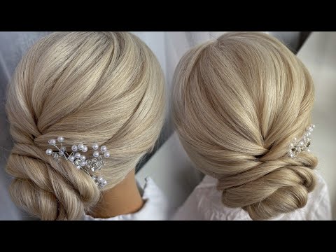 Видео: Низкий пучок из трёх жгутов/Свадебная причёска|hairstyle/Low bun/Tutorial updo
