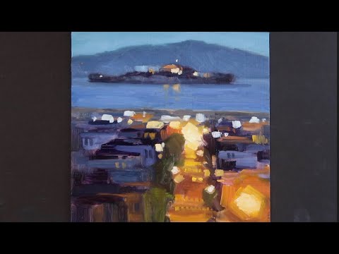 Видео: ДЕМОНСТРАЦИЯ МАСЛЯНОЙ КАРТИНЫ В РЕАЛЬНОМ ВРЕМЕНИ, Сан-Франциско, АЛЬКАТРАС, DUSK alla prima