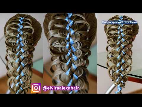 Видео: Коса с лентой на выпускной  Ажурное плетение  Hair tutorial  Trenza