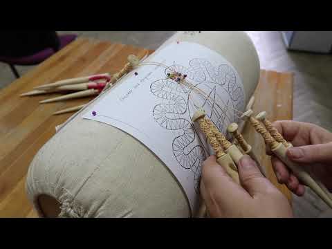 Видео: Плетение на коклюшках. Урок 9. Работа со сколком.