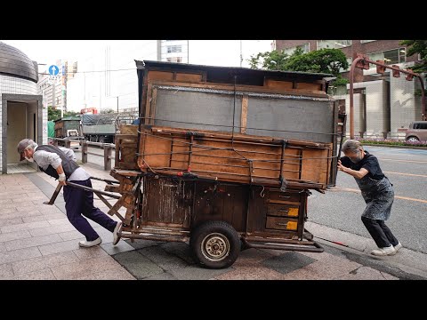 Видео: Традиционный ларек с темпурой японской хозяйки Ятай Фукуока, которому уже более 60 лет.