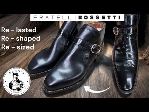 Видео: Восстановление формы, изменение размера и заточки сапог Fratelli Rossetti
