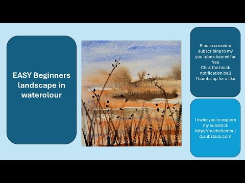 Видео: ЛЕГКИЙ акварельный пейзаж для начинающих