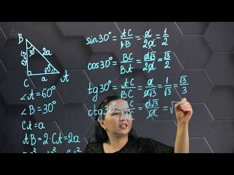 Видео: Сүйір бұрыштың синусы, тангенсі және котангенсі. 2 бөлім. 8 сынып.