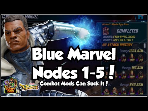 Видео: Событие «Открытие Blue Marvel»! | Узлы 1-5 | Они ослабили врагов? | Marvel Strike Force | MSF