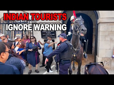 Видео: Индийские туристы игнорируют предупреждения конной гвардии | 😡Шокирующая реакция!