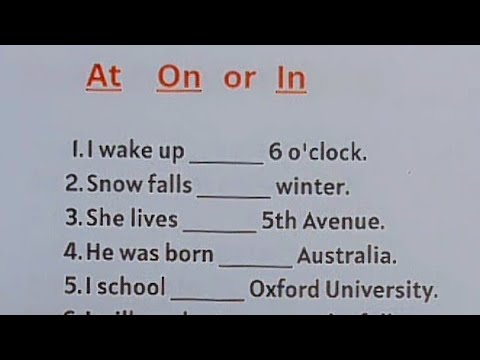 Видео: Упражнение по английской грамматике — AT, ON и IN | Предлоги времени и места