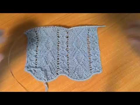 Видео: Ромбы и шары в ажуре спицами