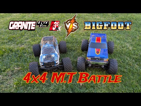 Видео: Arrma Granite 223 против Traxxas BigFoot 4x4 ...... Разборки M.T.
