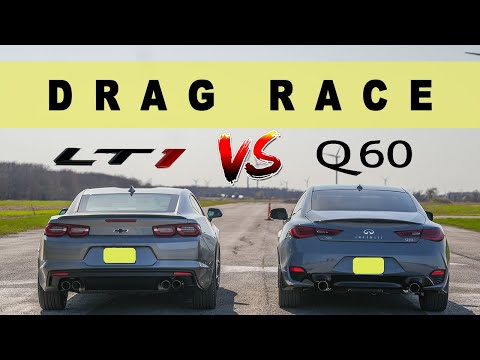 Видео: Inifniti Q60 RedSport 2022 года против Chevrolet Camaro LT1 2022 года: близко, но не близко. Гонк...