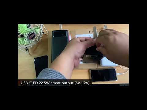 Видео: Портативный аккумулятор (Power Bank) 40000 мАч со встроенными 4 кабелями и  быстрой зарядки 65 Вт