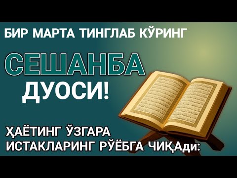 Видео: СЕШАНБА куни Пайғамбар Муҳаммад ﷺ дуоси, инша Аллоҳ, омонлик, бойлик ва муваффақият келтиради