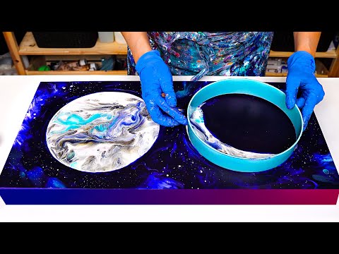 Видео: Простой способ! 🌙 Полумесяц и Полная Луна 🌕 Великолепная акриловая заливка ~ Абстрактное искусство