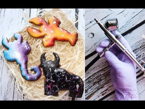 Видео: Аэрограф и Пряники. Градиент на пряниках.