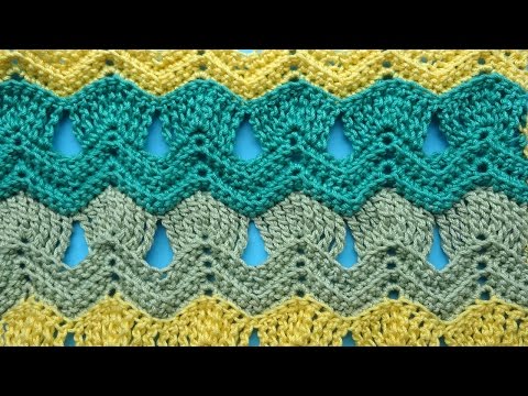 Видео: Ripple Crochet pattern   Зигзаг Узоры вязания крючком 23