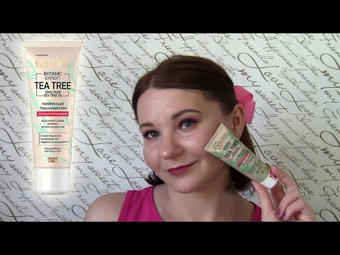 Видео: Тестирую тональный крем Eveline Cosmetics Botanic Expert Tea Tree//Антибактериальный тональный крем
