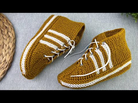 Видео: СТИЛЬНЫЕ БЕСШОВНЫЕ следки КЕДЫ спицами. Подробный МК