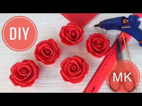 Видео: Как сделать розу из зефирного фоамирана за 5 минут, МК розы из фоамирана. DIY flower rose foam sheet