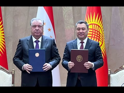 Видео: Жапаров и Рахмон подписали Договор о границе между Кыргызстаном и Таджикистаном