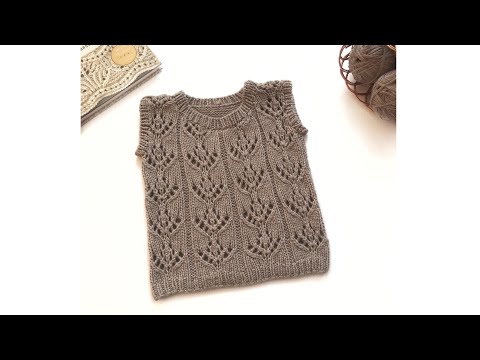 Видео: Детская жилетка спицами на 3 - 6 месяцев / Жилетка с красивым японским узором