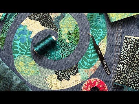 Видео: Проект коллажа из ткани, переработанная джинсовая куртка, спиральное текстильное искусство, #craz...